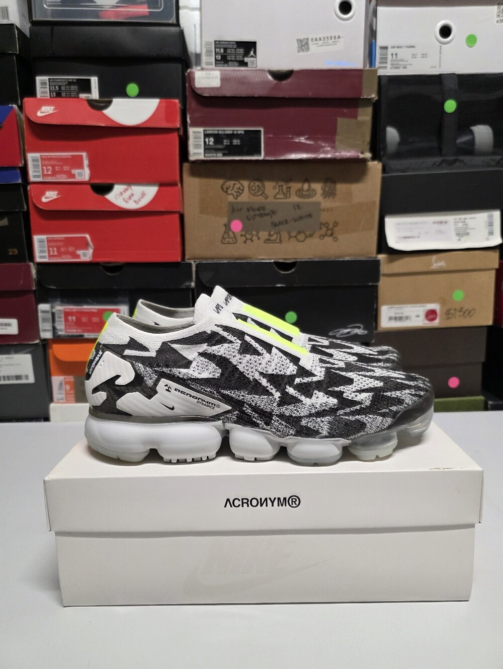 Nike Air VaporMax FK Moc 2 Acronym 'Black White Volt' Sz 12.5